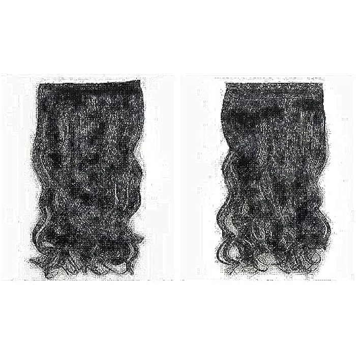 DILLARDS European Woman 5 Card Volume Hair Extensions One-Piece Thickened No Trace Clip Wigs Long Curly Hair Hairpiece-Black - Image 3